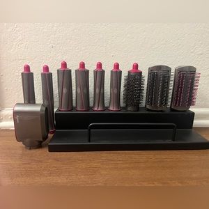 Original Dyson Airwrap PLUS 1.2” long barrels, original case, and display stand